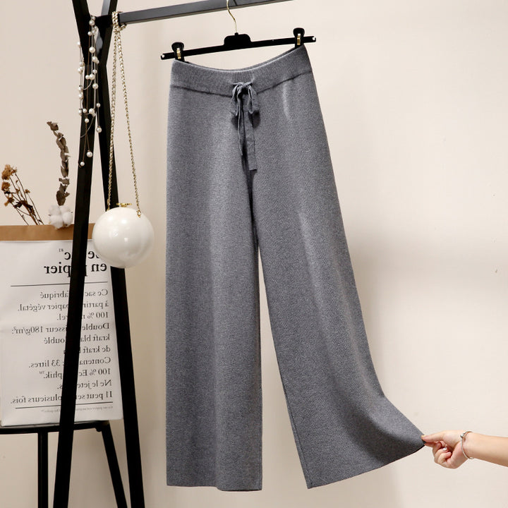 Damen Weite Rippstrickhosen Drune