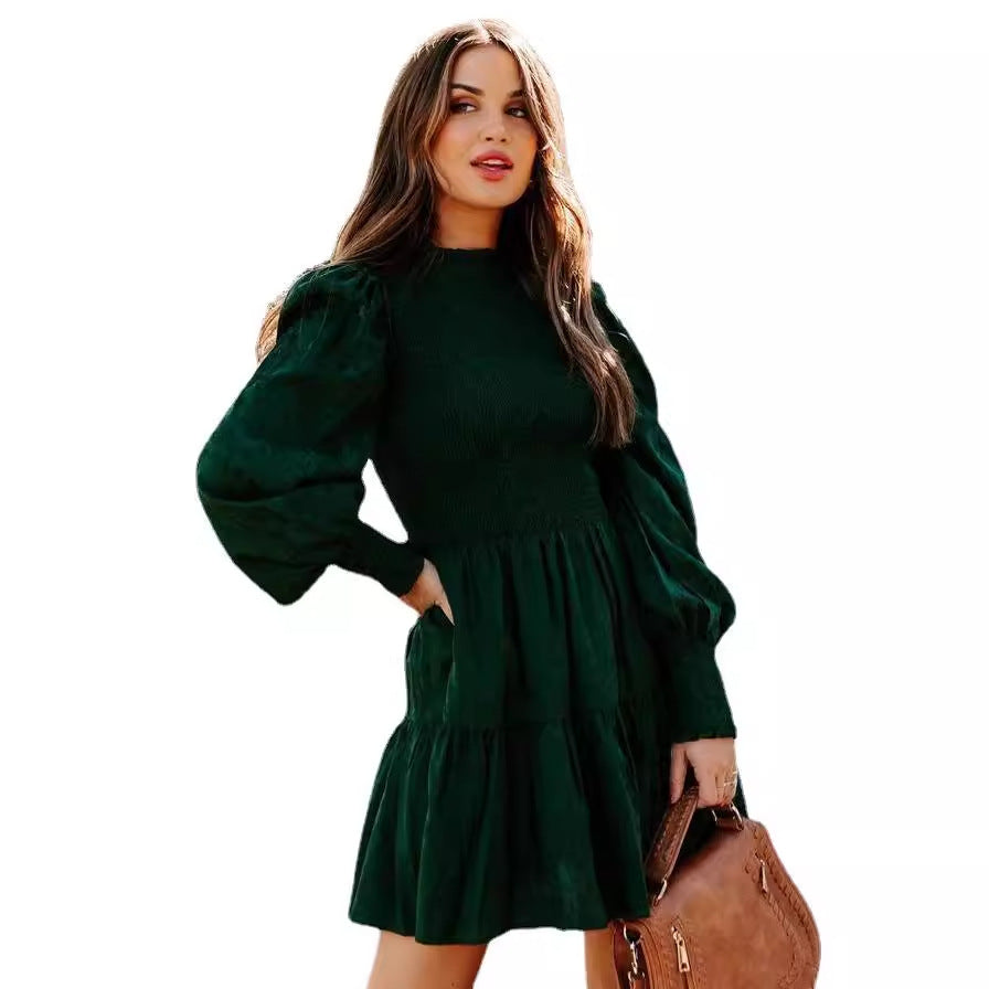 Damen Sommerliches Mini-Kleid mit Raffungen und Puffärmeln Drune