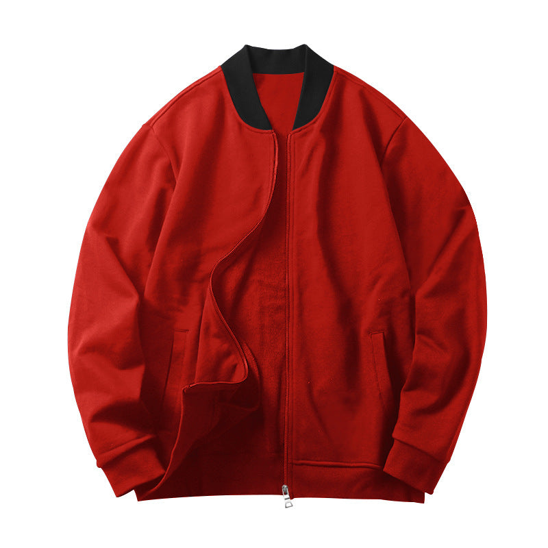 Herren Minimalistische Bomberjacke mit durchgehendem Reißverschluss, geripptem Stehkragen & Eingrifftaschen Drune