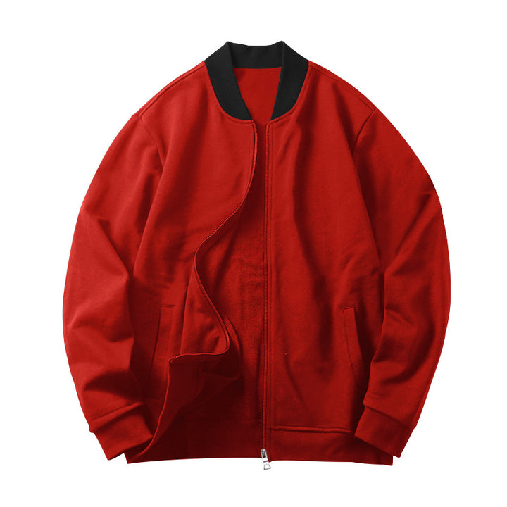 Herren Minimalistische Bomberjacke mit durchgehendem Reißverschluss, geripptem Stehkragen & Eingrifftaschen Drune