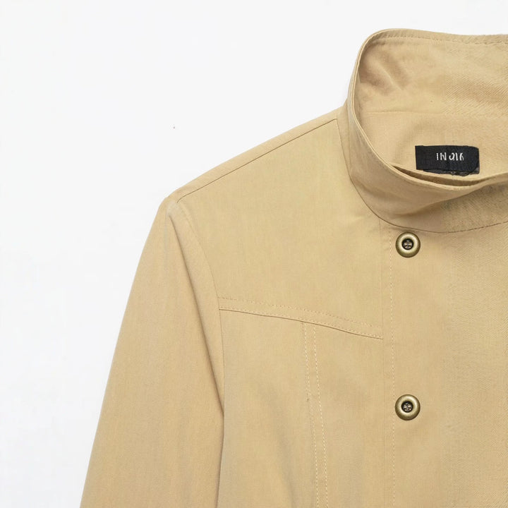 Damen Kurzer doppeltreihiger Utility-Blouson mit hohem Stehkragen und aufgesetzten Klappentaschen Drune