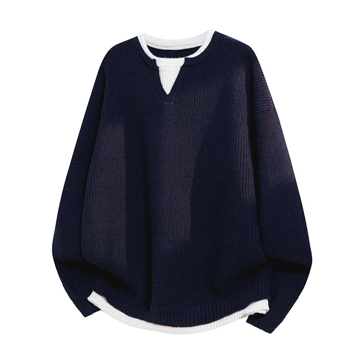 Damen Eleganter lässiger Pullover mit V-Ausschnitt und weitem Schnitt Drune