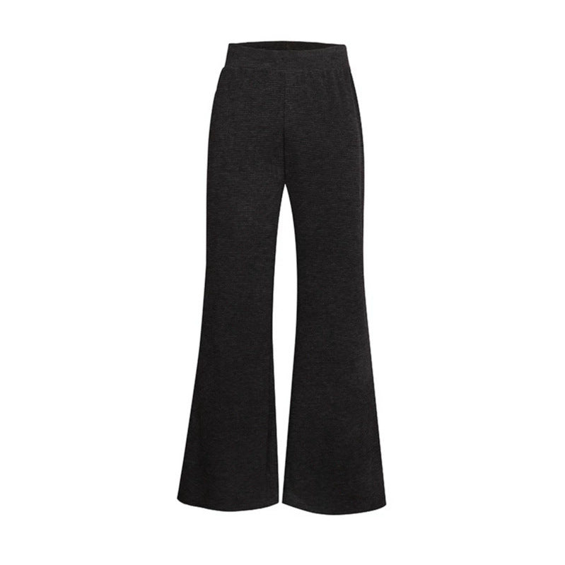 Damen Weite Flared Strickhose mit hohem Bund und ausgestelltem Bein Drune
