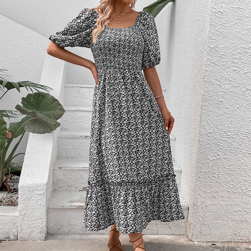 Damen Maxikleid mit skulpturalem Rückenausschnitt und voluminösen Ärmeln Drune