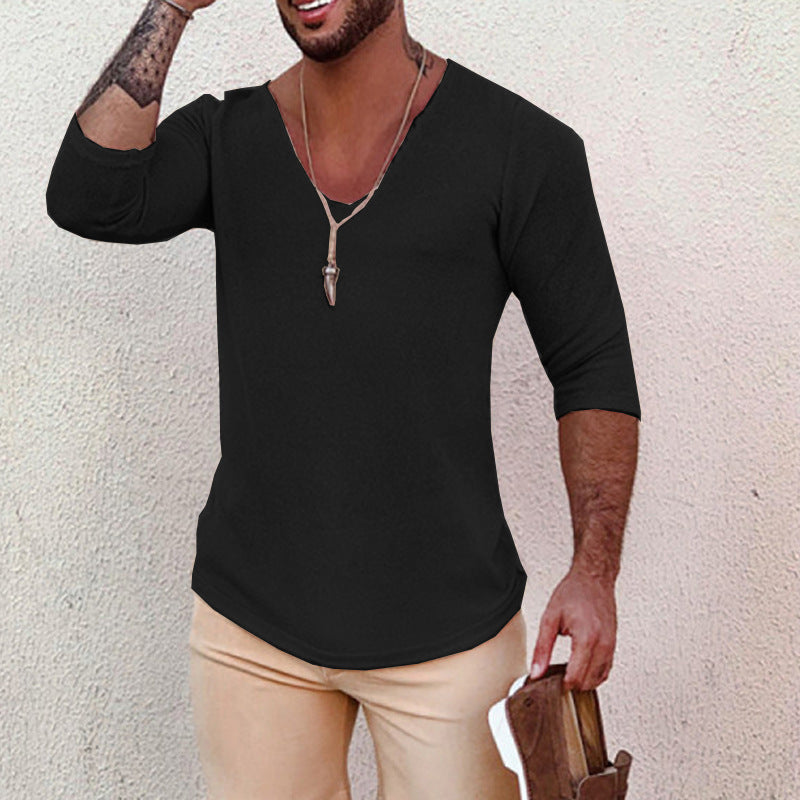 Herren V-Ausschnitt Shirt mit innovativem Strukturdesign Drune