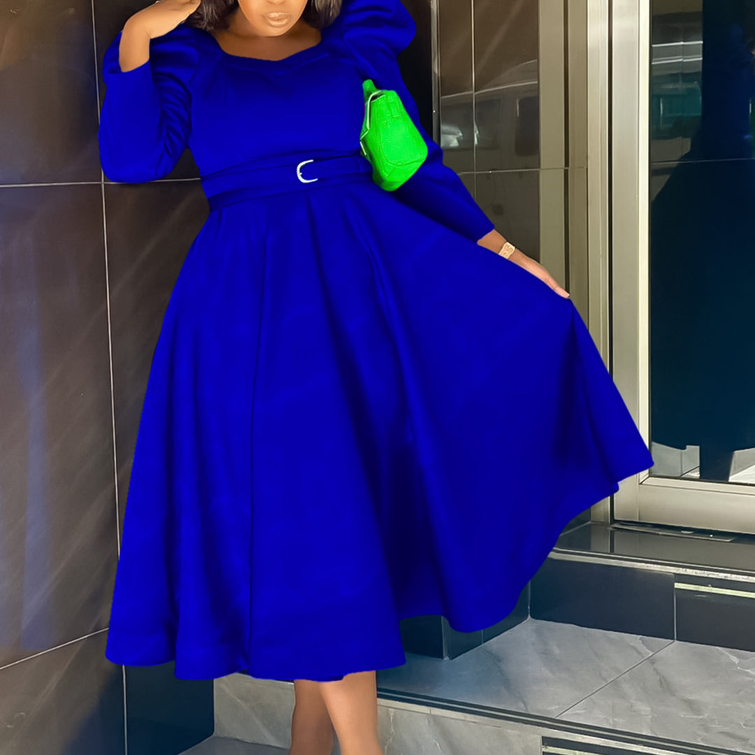 Damen Maxikleid mit elegantem Square-Ausschnitt und strukturierter Taillierung Drune