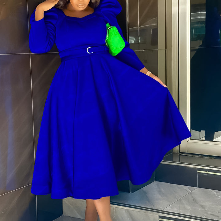 Damen Maxikleid mit elegantem Square-Ausschnitt und strukturierter Taillierung Drune