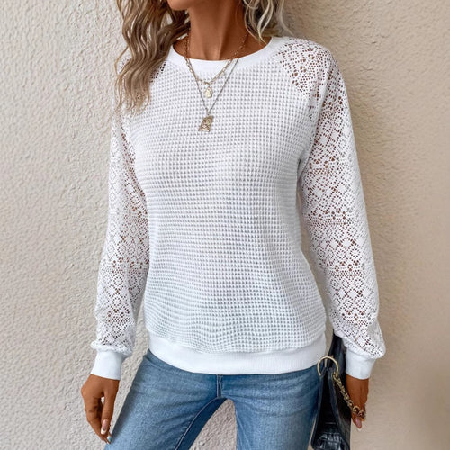 Damen Pullover mit Spitzenärmeln Drune