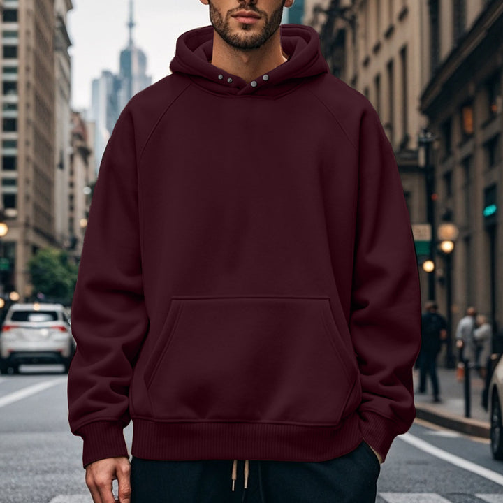 Herren oversized Kapuzenpullover aus weichem Baumwollmix mit Kangaroo-Tasche Drune