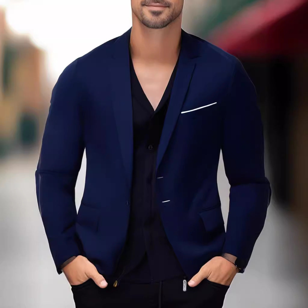 Herren eleganter und stilvoller Blazer mit farblich abgesetztem Revers Drune