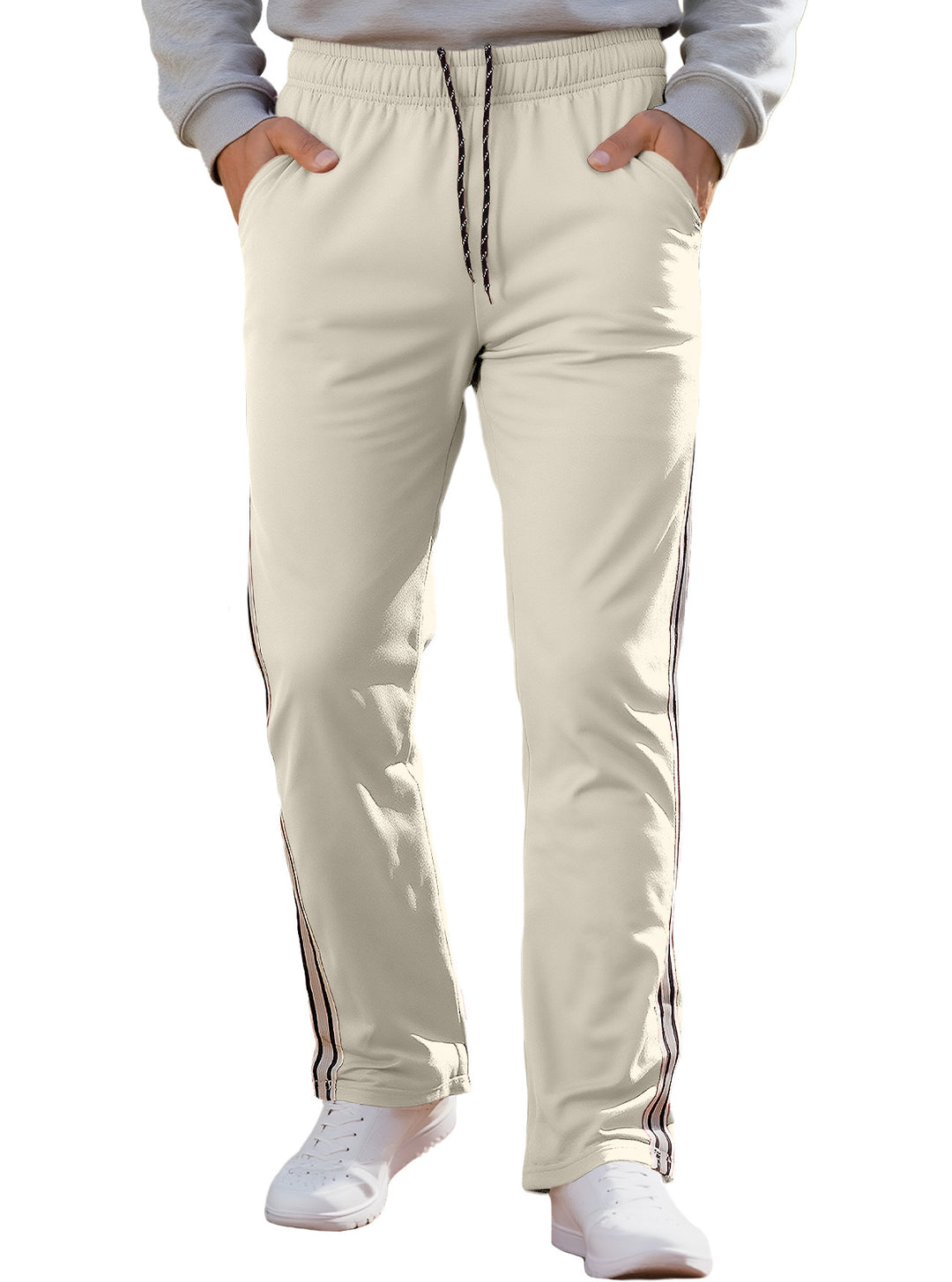 Herren nan Retro-Trackhose mit schmal zulaufendem Bein elastischem Bund Tunnelzug und seitlichen Streifen Drune