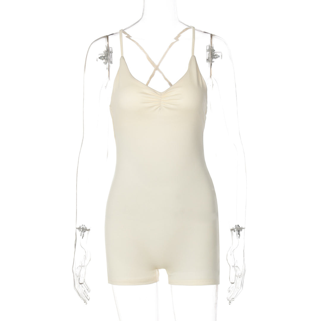 Damen Bodycon Einteiler mit gekreuztem Träger Drune