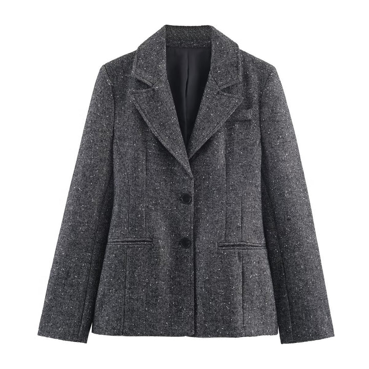 Damen Taillierter Tweed-Blazer mit Teilungsnähten und feiner Wollstruktur Drune