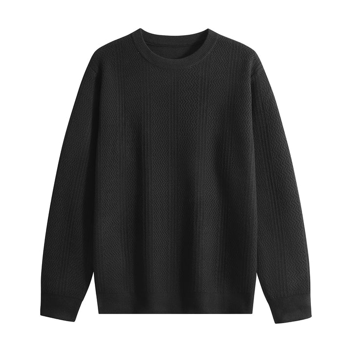 Unisex Strukturierter Rundhals-Strickpullover mit Ajourmuster Drune