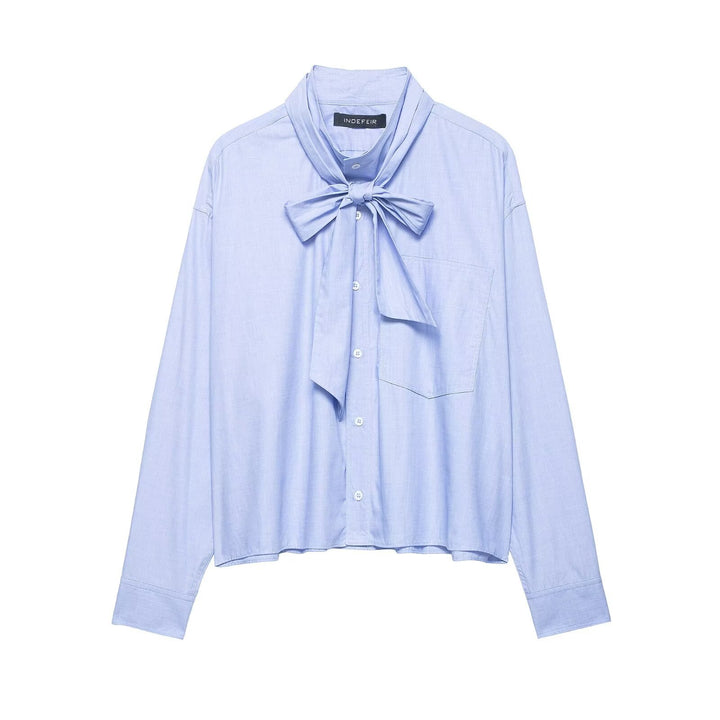 Damen Bluse mit Schleifenkragen und oversized Boxy‑Schnitt Drune