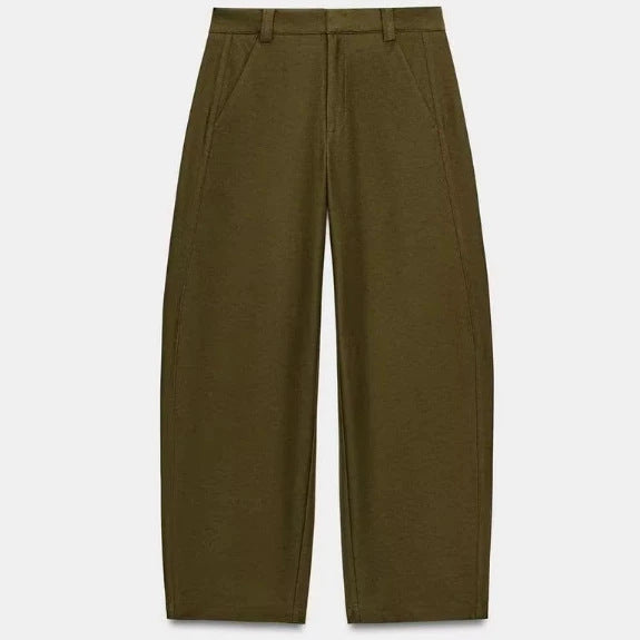 Damen Hochtaillierte Culotte-Hose mit weitem Bein und dekorativem Taillengürtel Drune