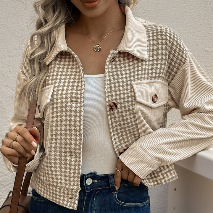 Damen Modische Karierten Cordjacke Drune