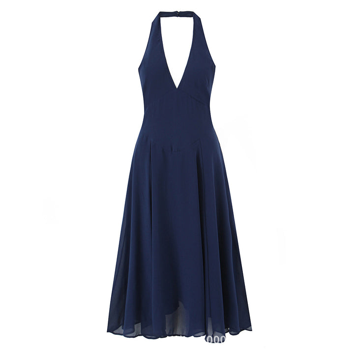 Damen schwingendes Midikleid mit V-Ausschnitt und elegantem Schnitt Drune