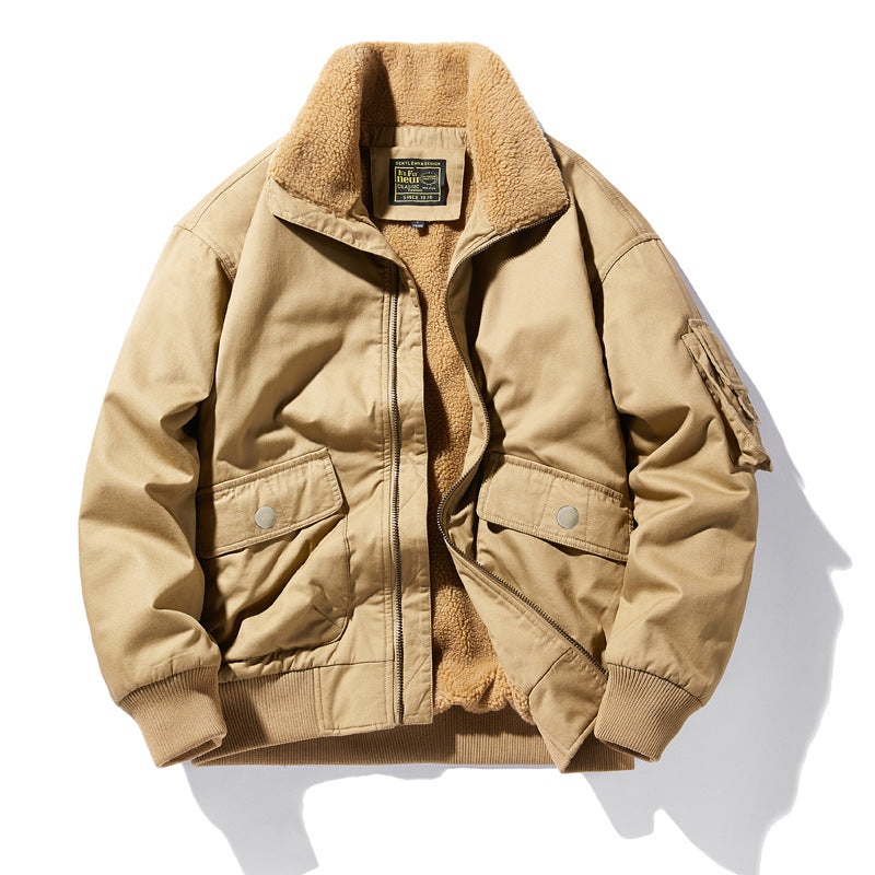 Herren  isolierte Sherpa-fütterte Zip-Front Feld Bomberjacke mit Klappentaschen Drune