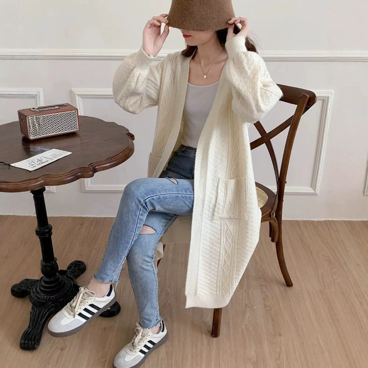 Damen Kuschelige Strickjacke mit Kabelmuster Drune
