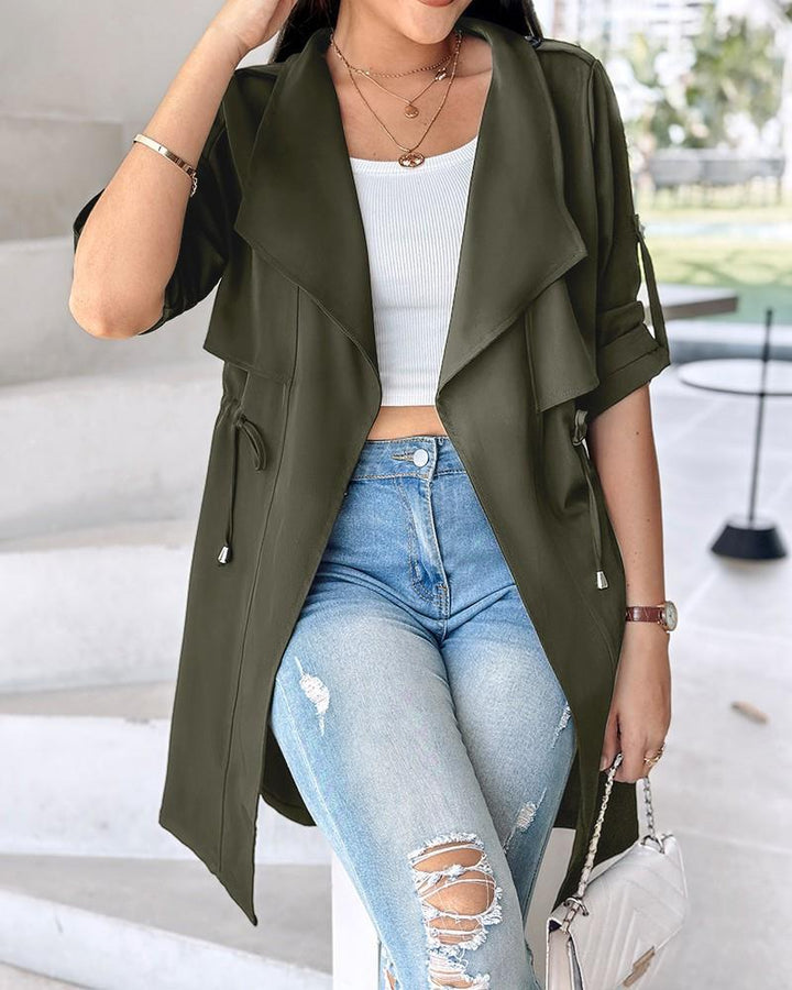 Damen Modische Trenchjacke mit lässigem Schnitt und praktischen Taschen Drune