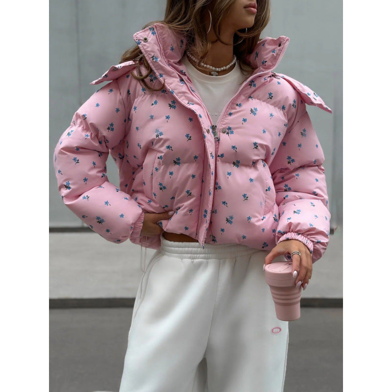 Damen gefütterte Blumensteppjacke im modernen Schnitt Drune