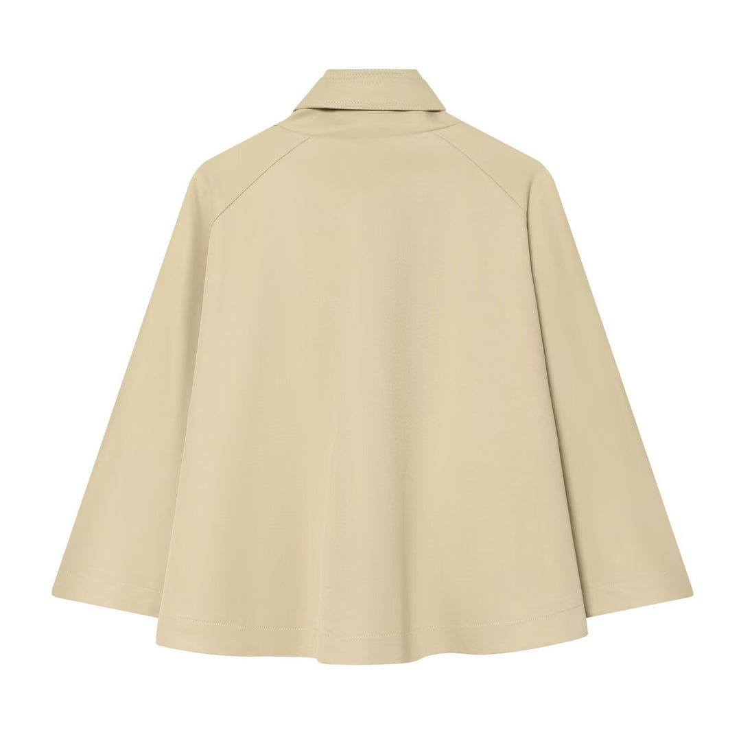 Damen Kurzes Trench-Cape mit Stehkragen, Schulterpatten und doppelter Knopfleiste Drune