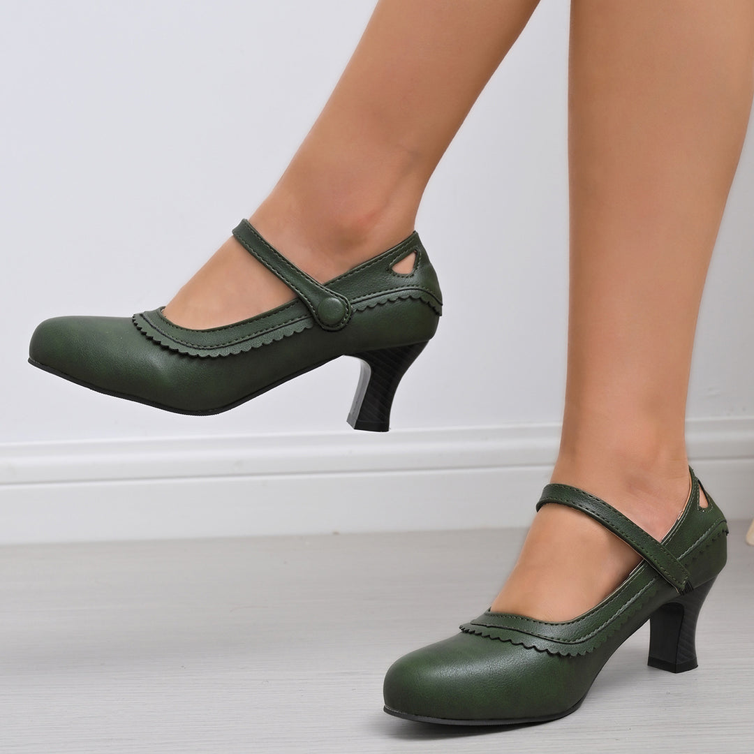 Damen Elegante Mary Jane Absatzschuhe mit verzierten Riemen und anatomischem Fußbett Drune