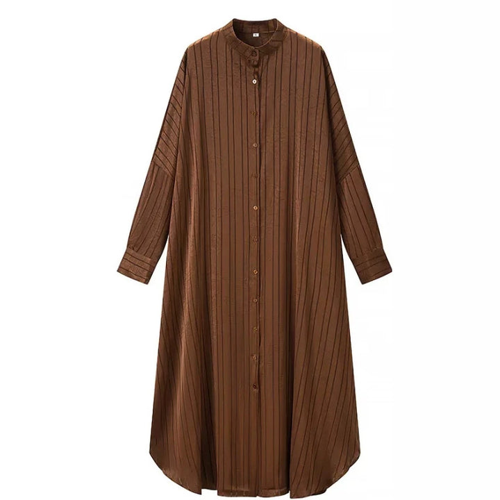 Damen Zweiteiliges fließendes Hemdblusen‑Maxikleid mit durchgehender Knopfleiste und passender elastischer Palazzo‑Hose Drune