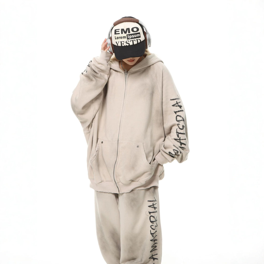 Unisex Kapuzenpullover im Oversize‑Cut mit Batik‑Wash und Statement‑Rückenprint Drune