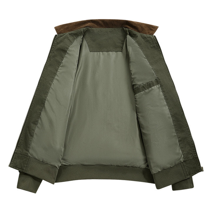 Herren Stilvolle Bomberjacke mit Cordkragen Drune