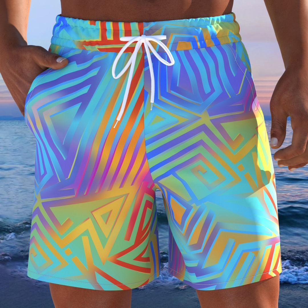 Herren Badeshorts mit animalischem Muster und elastischem Bund Drune