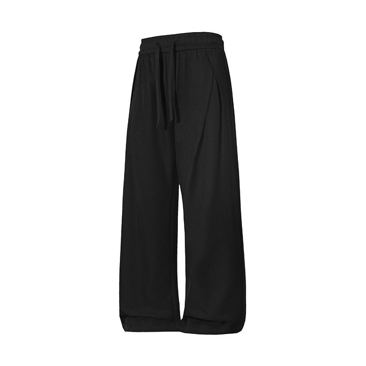 Damen Leichte Leinenoptik Palazzo-Hose mit elastischem Tunnelzugbund und dekorativen Falten Drune