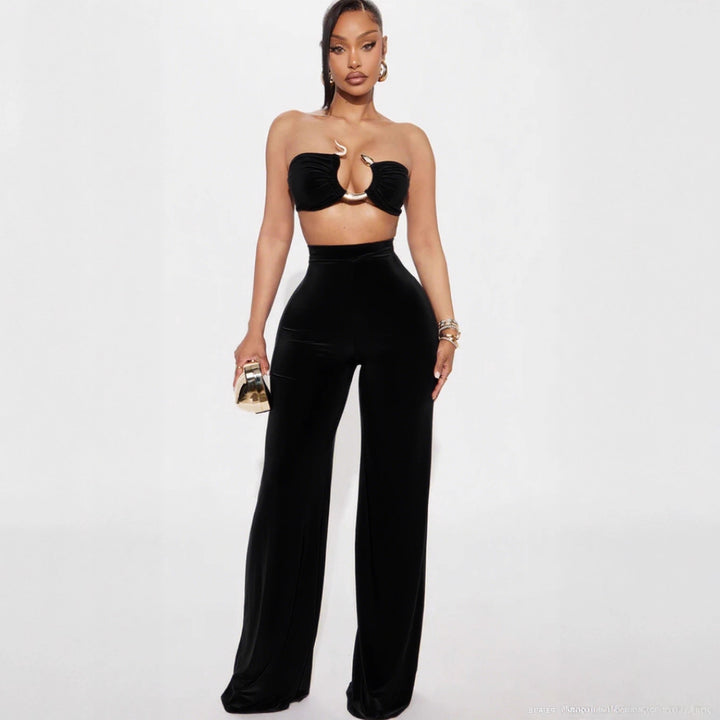 Damen Cut-Out Oberteil mit high-waisted Hose Drune