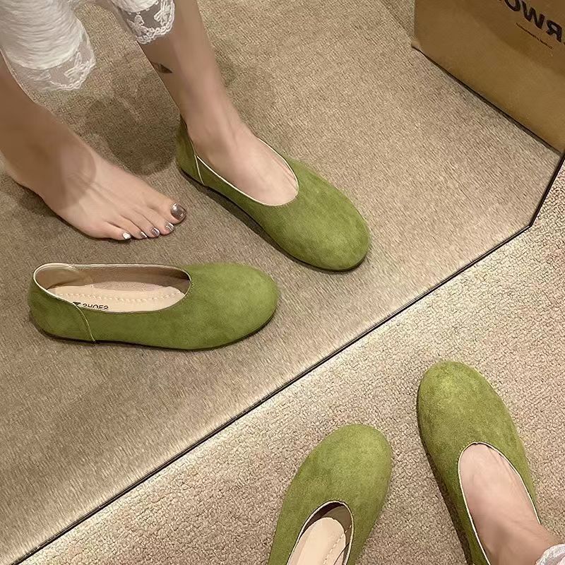 Damen Minimalistische Wildleder-Ballerina-Slipper mit gepolstertem Komfortfußbett Drune