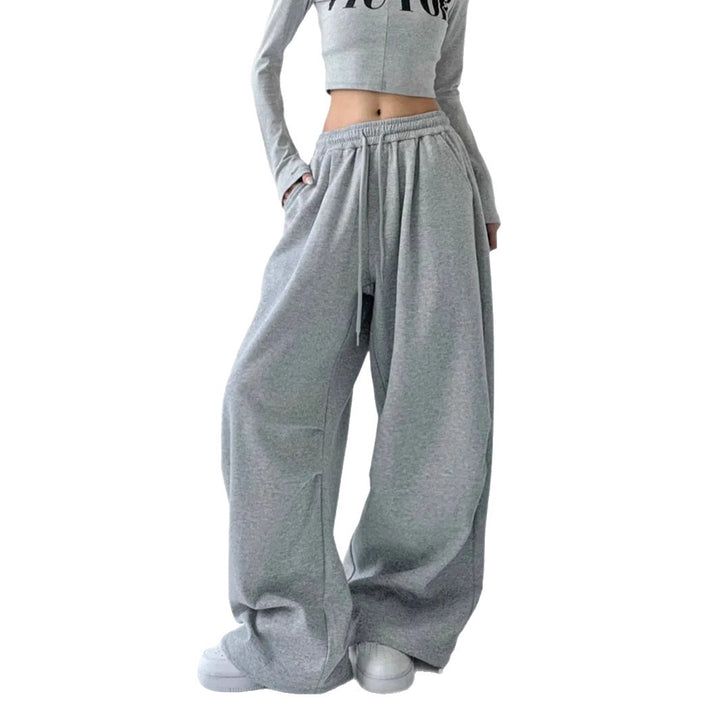 Damen nan extraweite High‑Waist-Loungehose mit elastischem Kordelbund, Kordelzug und praktischen Seitentaschen Drune