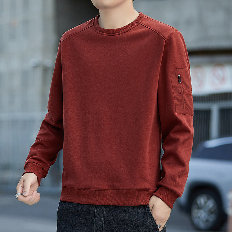 Herren Minimalistisches Sweatshirt mit Raglanärmeln und Reißverschluss-Ärmeltasche Drune