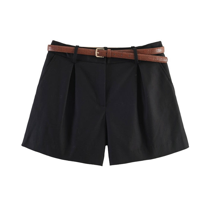 Damen elegante Polka-Dot-Shorts mit Gürtel Drune
