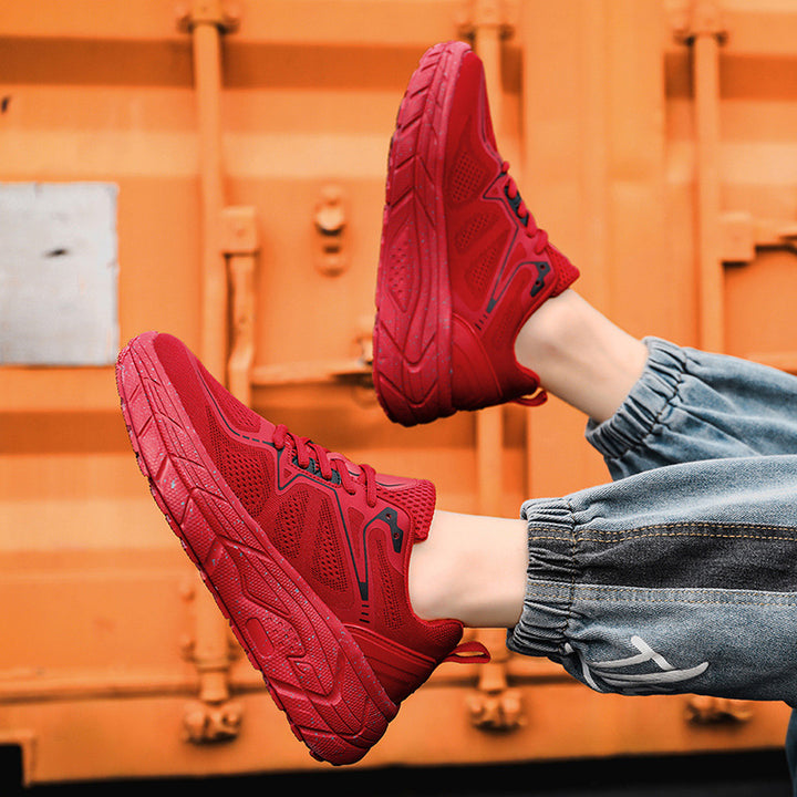 Unisex gedämpfter Plateausneaker mit atmungsaktivem Strickoberteil und gepolsterter Hohlkammersohle Drune