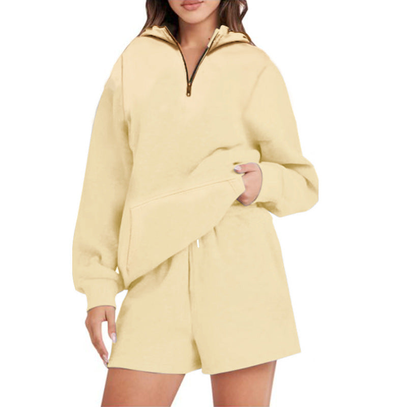 Damen lässiger Hoodie mit kurzem Schnitt und praktischen Taschen Drune