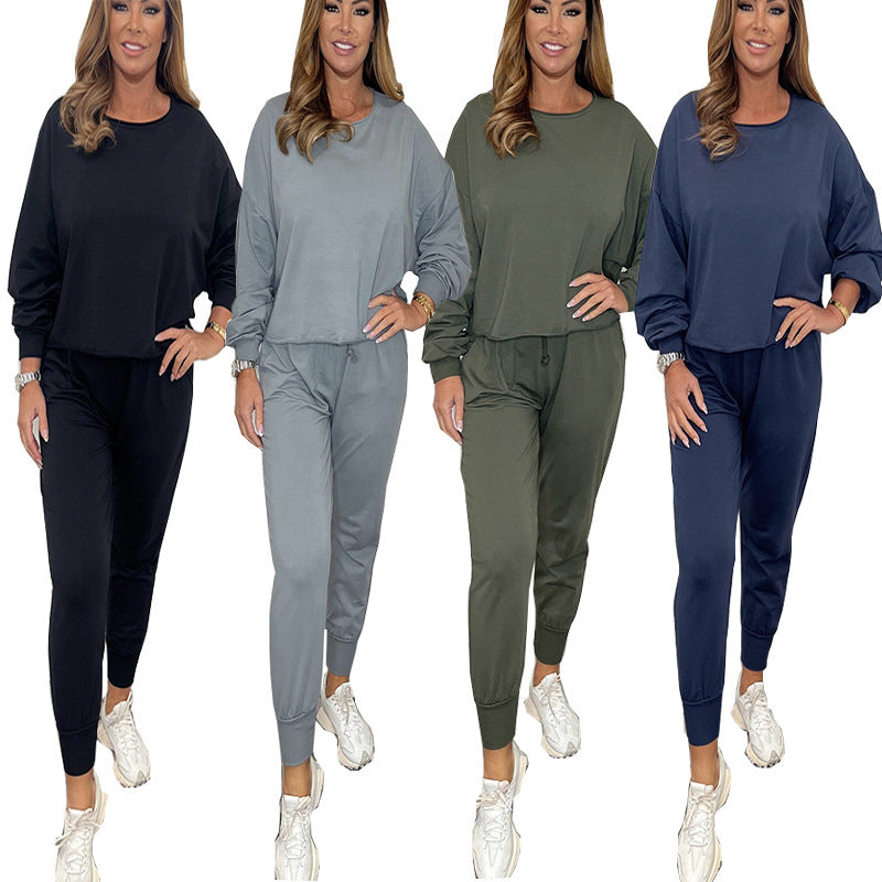 Damen Sportliches Lounge-Set mit weitem Schnitt und elastischem Bund Drune