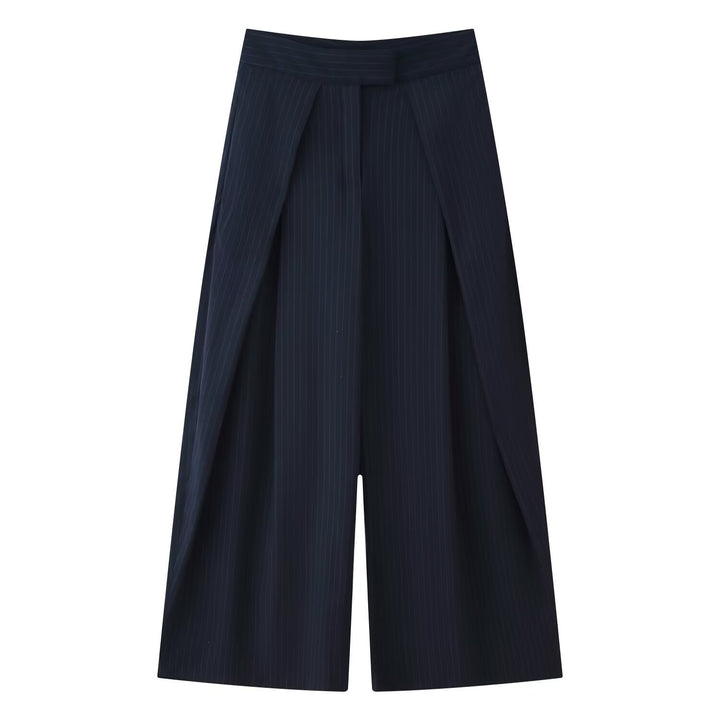 Damen weit geschnittene Culotte-Hose mit eleganten Falten und hohem Bund Drune