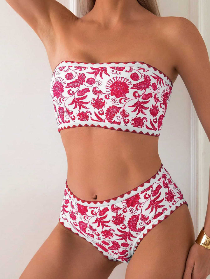 Damen Bandeau-Bikini mit trendigem floralen Design Drune