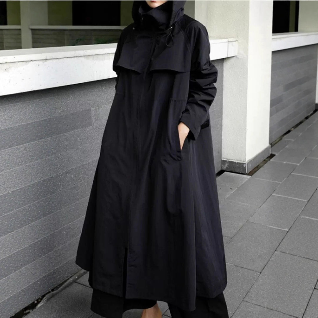 Damen Oversize-Mantel im Maxi-Look mit Kapuze und Cape‑Passe Drune