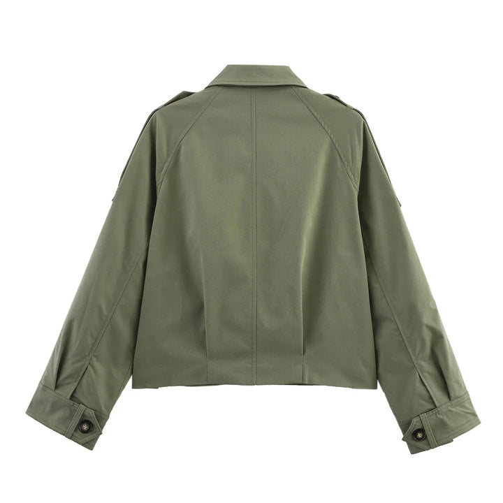 Damen nan kurze Utility-Blousonjacke mit aufgesetzten Klappentaschen und Epauletten Drune