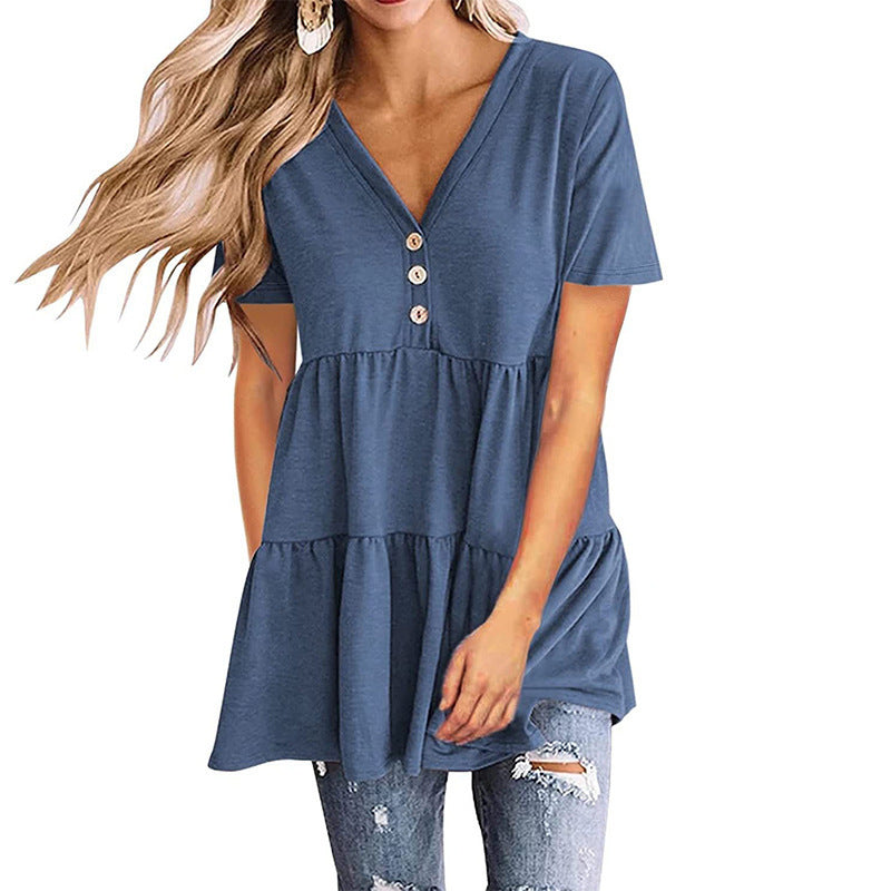 Damen Tunika mit Rüschensaum und Knopfdetails Drune