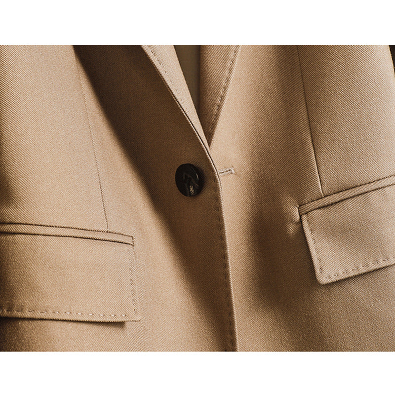 Damen Taillierter Einreihiger Blazer mit Ein-Knopf-Verschluss und Pattentaschen Drune