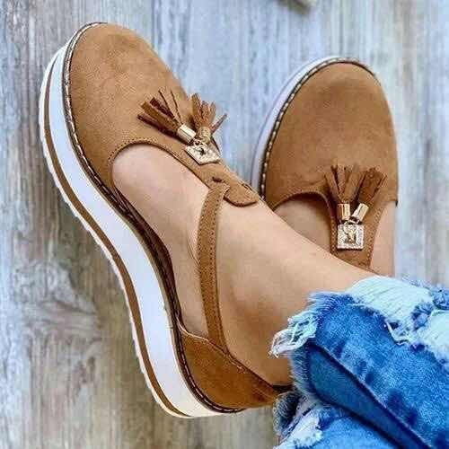 Damen Halbschuhe mit modischen Quasten und rutschfester Sohle Drune