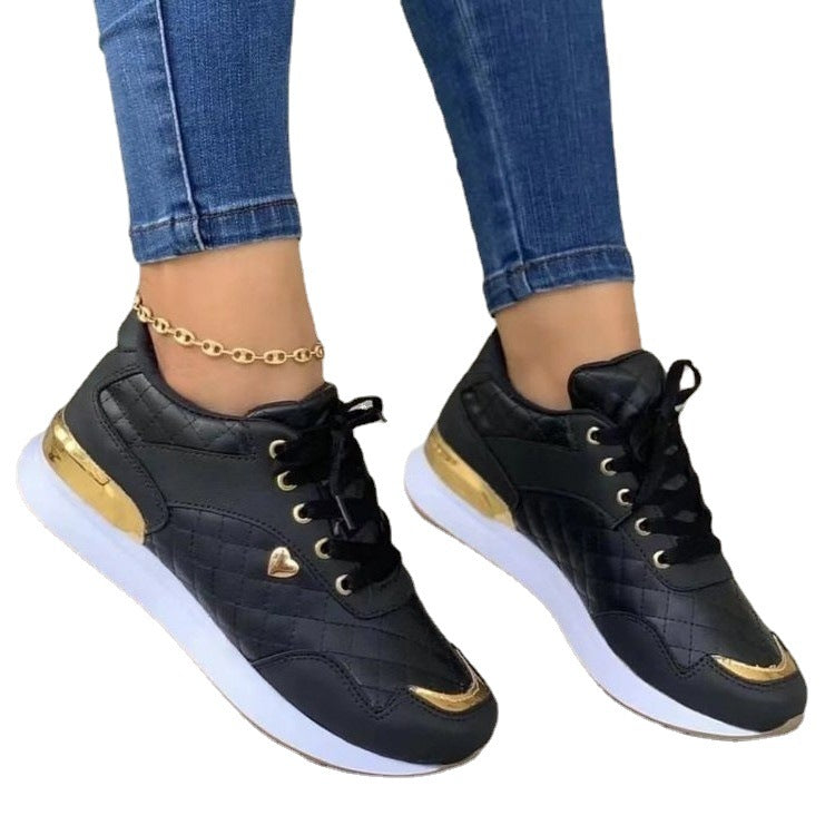 Damen Gepolsterte Sneaker mit Stepp-Optik und goldenen Akzenten Drune