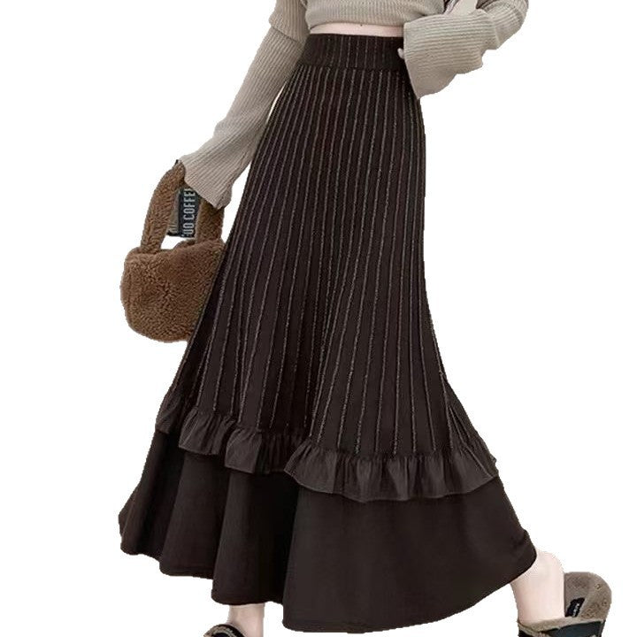 Damen Eleganter Maxi-Rock mit Volant und strukturiertem Design Drune